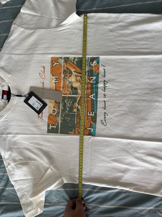 Tommy Jeans tricou unisex alb model beach club marimea L nou