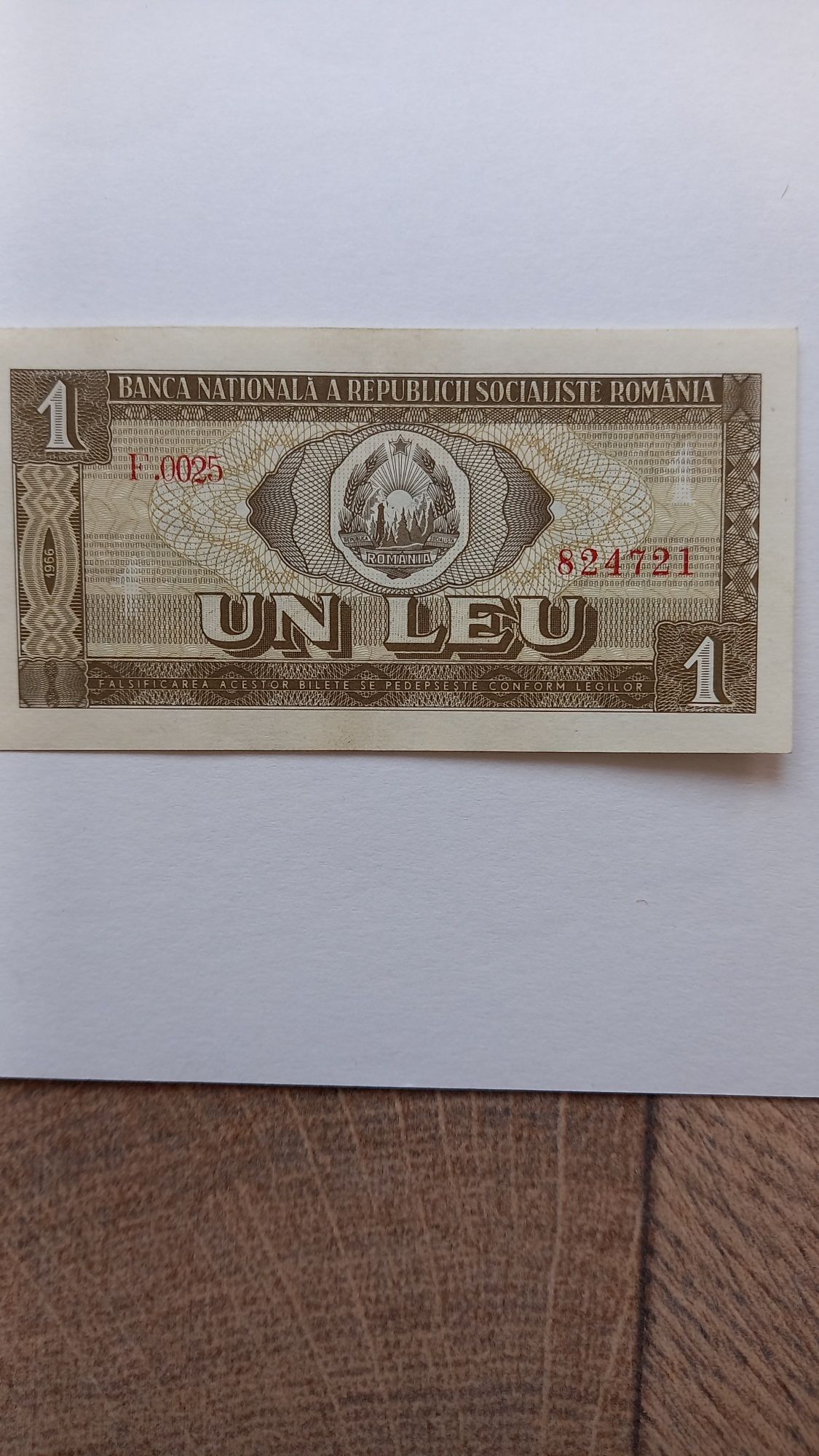 Vand bancnota romaneasca 1 leu din 1966, stare perfecta