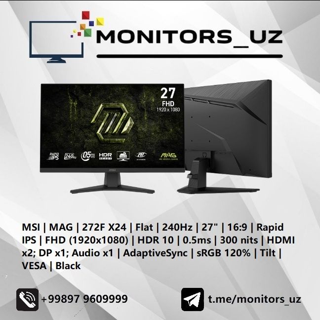 [NEW] монитор MSI 272F IPS 240Hz