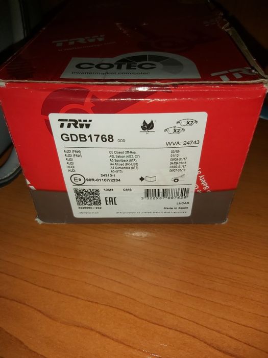 Plăcuțe frână pentru Audi cod TRW GDB1768