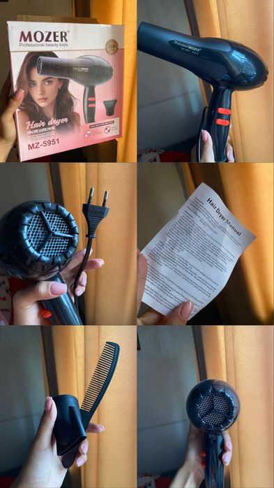 Фен для волос черный