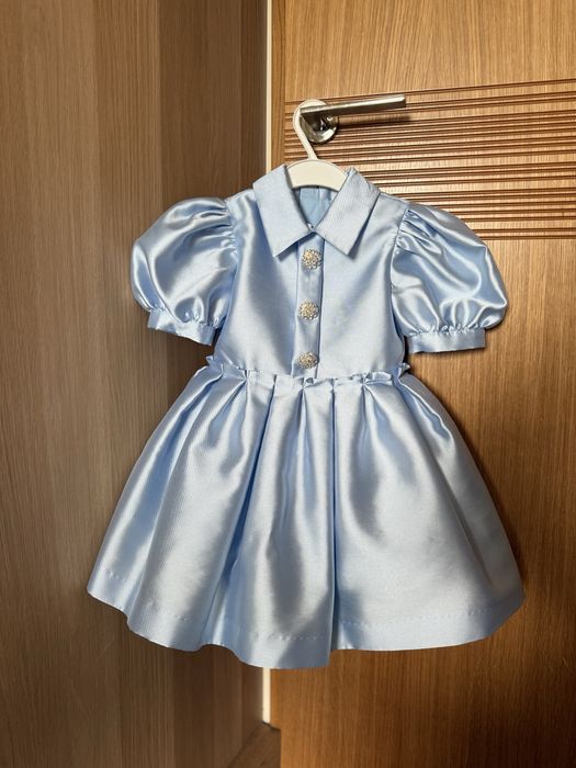 Детска дизайнерска рокля Petit Fleur в син цвят