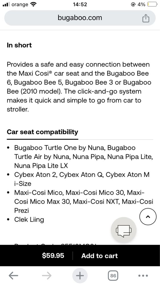 Adaptori Bugaboo Bee pt scoica