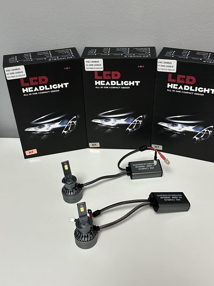 Set 2 Becuri Auto H7 Led, V68, Canbus, 180W,16000 lm ~ Promotie !!!