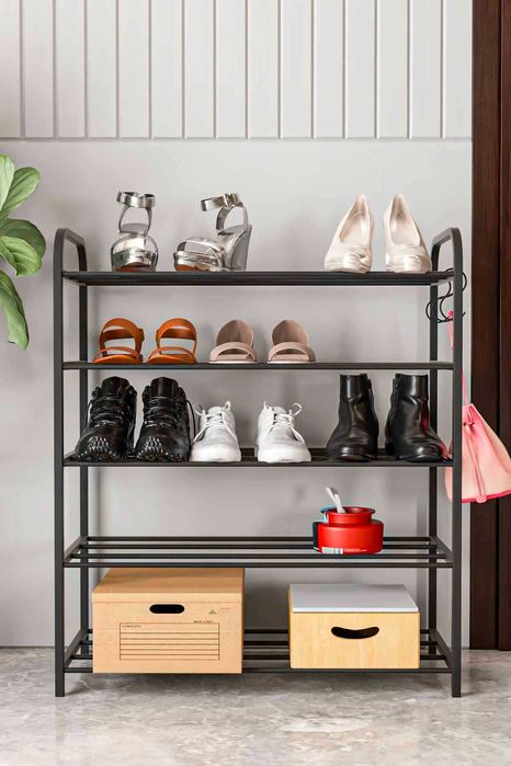 Етажерка за обувки с 5 рафта/Метален рафт за обувки/Поставка за обувки