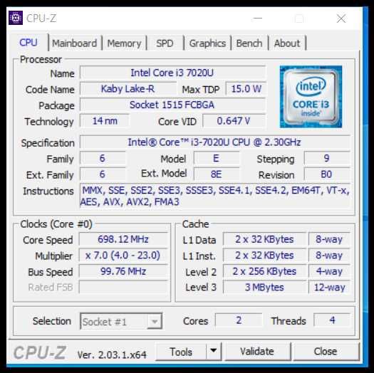 Лаптоп HP ProBook HP 250 G6 15.6 FHD Intel Core I3 -7020U 8gb ssd