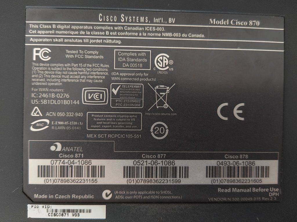 Маршрутизатор CISCO 870 с блоком питания