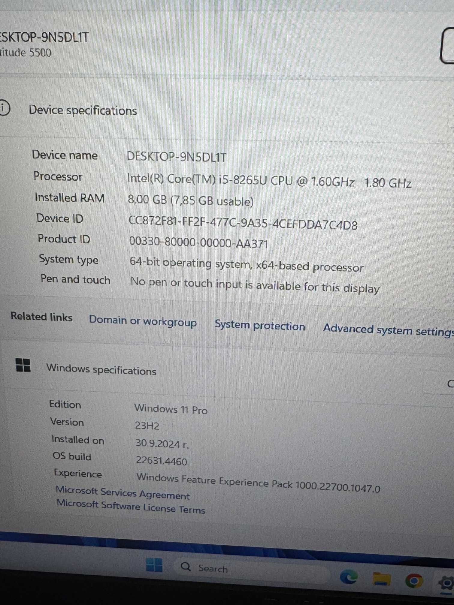 Dell Latitude 5500 I5/8RAM/256GB SSD