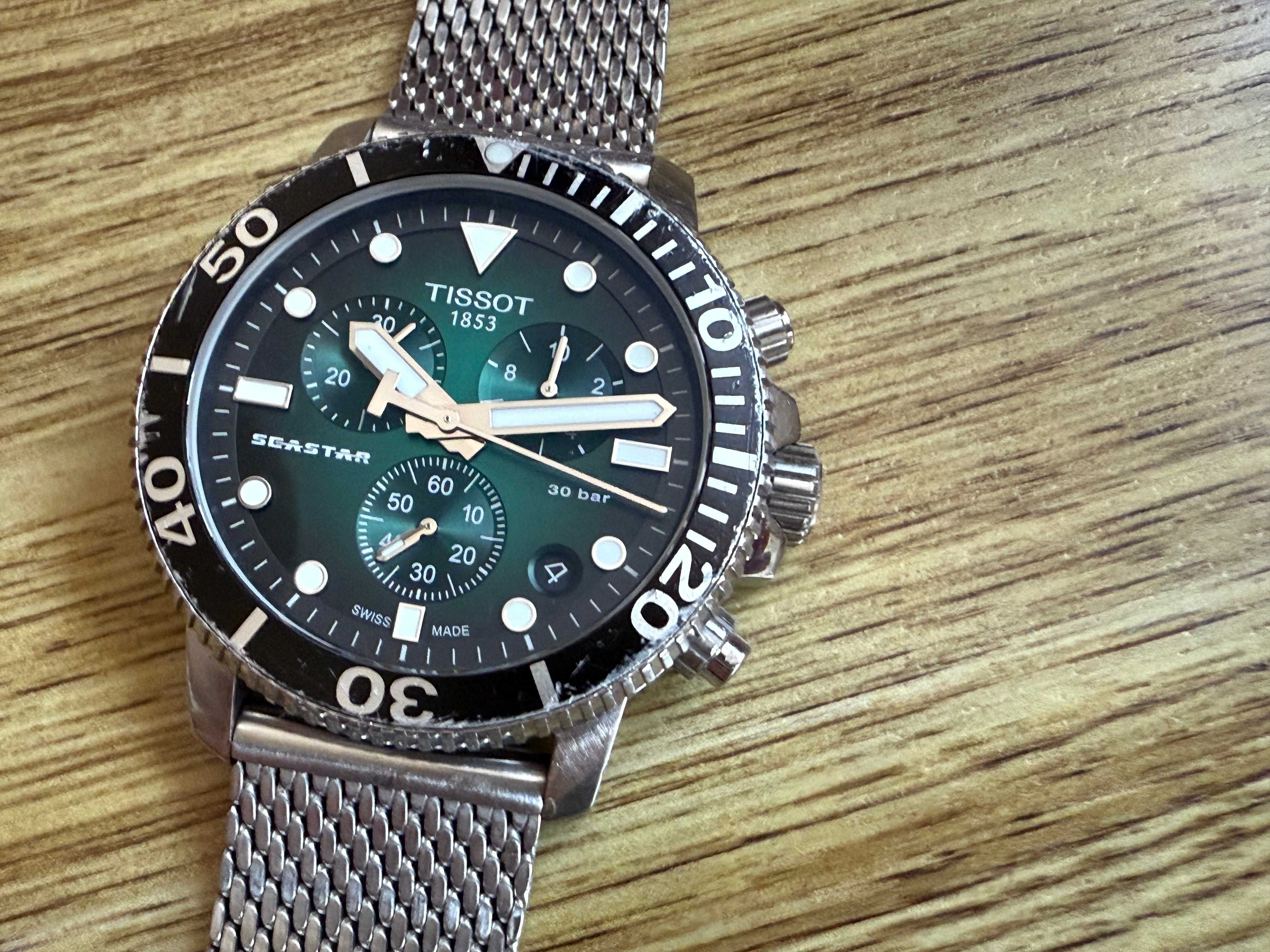 Tissot SeaStar 1000 Chronograph 45.5mm`Green Dial/Milanese Band