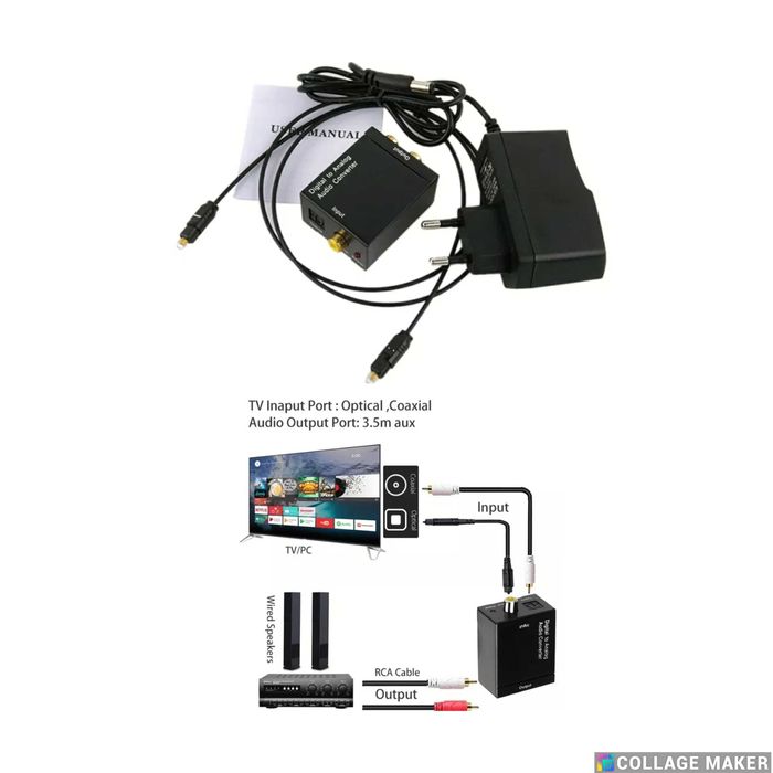 Convertor Audio DIGITAL ANALOG OPTIC la RCA Convertor Audio TV TOSLINK