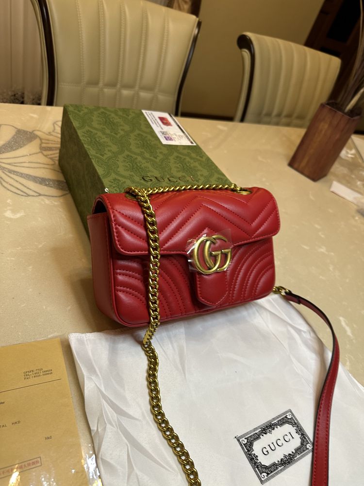 Geanta Gucci Marmont Piele Rosu Full Box