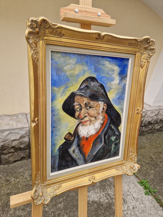 Прекрасна антикварна картина масло върху платно