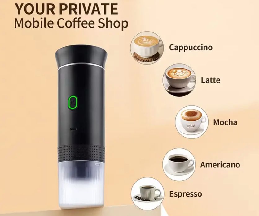 Espressor Nespreso portabil cu capsule sau cafea măcinată
