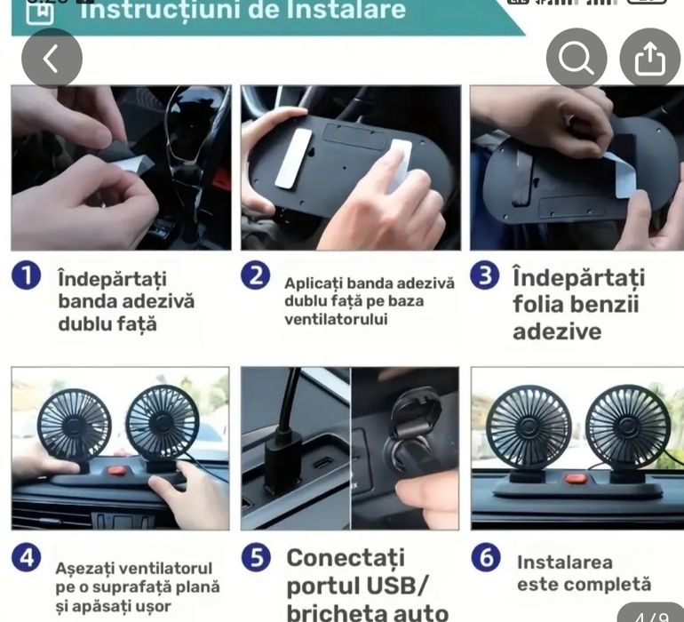 Ventilator auto cu doua capete 12 vati