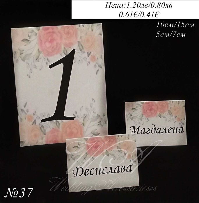 Номера за маси, Тейбъл карти с имена на гостите