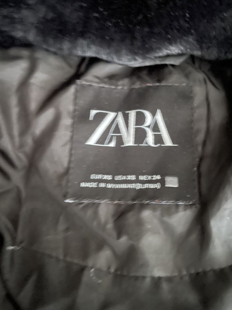 Пухено с качулка и коланче яке на Зара Zara - XS