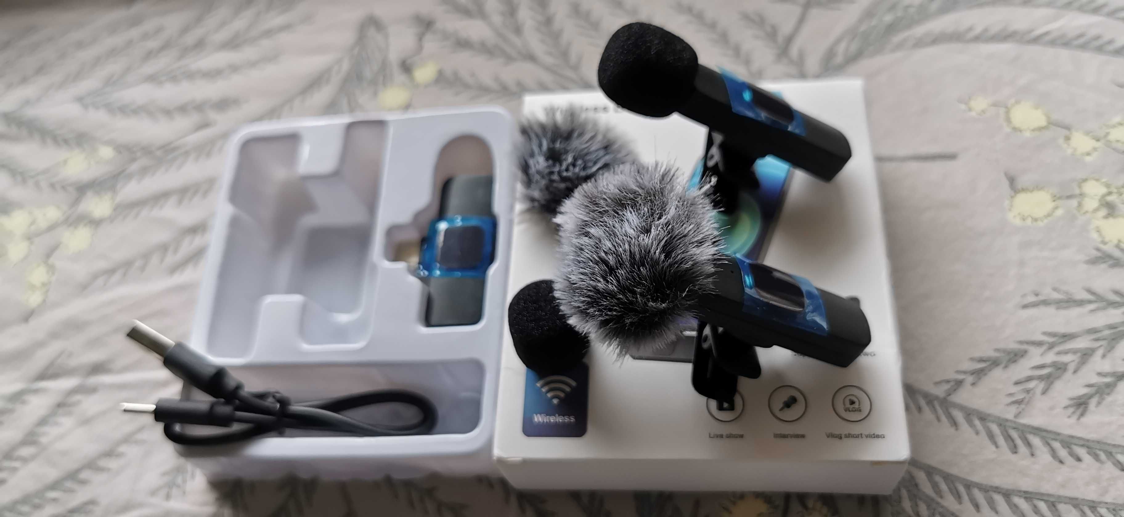 Безжични микрофони за ревер, комплект 2 бр. за смартфон таблет и др.