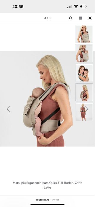 Marsupiu Isara Quick Full Buckle V2, Caffe Latte - Marsupiu Ergonomic