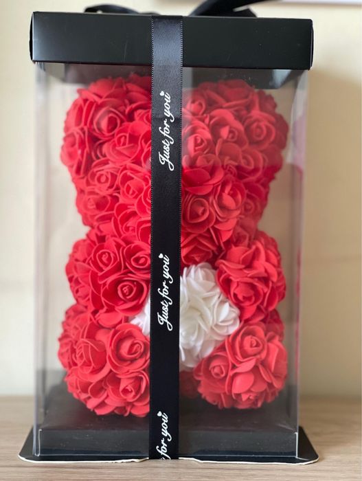 Ursuleț 25 cm din trandafiri de săpun, cadou ideal, culori diverse