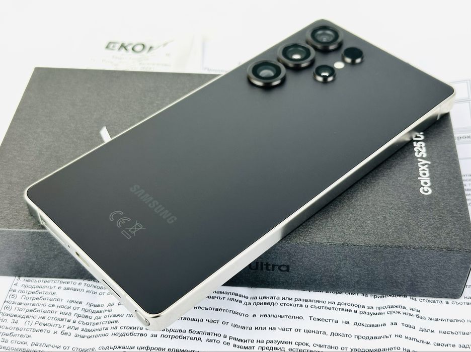 КАТО НОВ! Samsung S25 Ultra 5G 512GB 12RAM Titanium Black 3г.Гаранция!