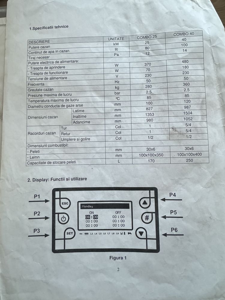 Centrala (cazan) ptr incalzire peleti si lemne, ABC, otel, 40kw