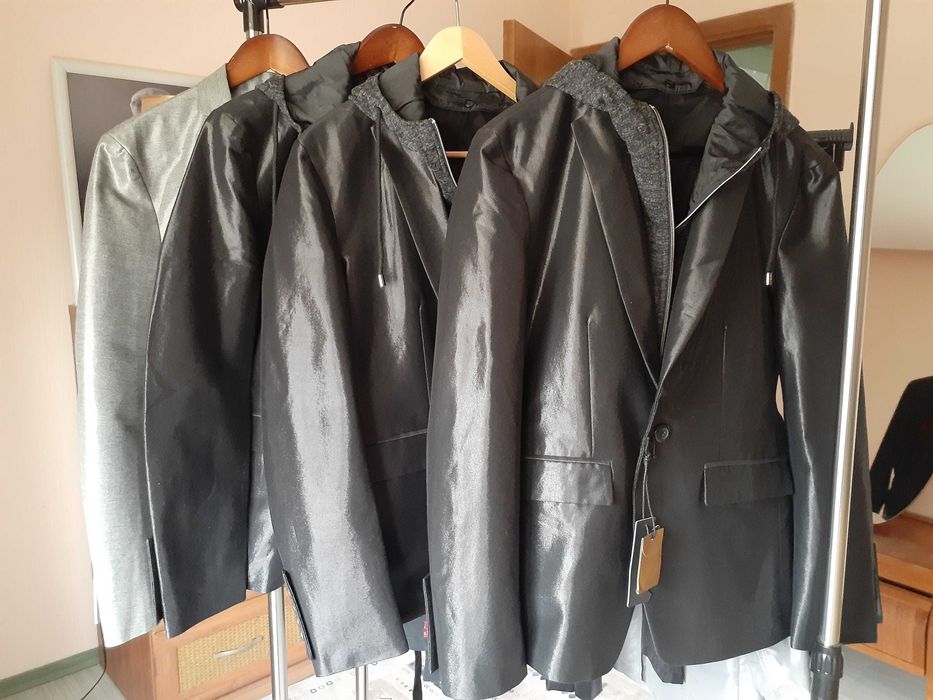 Очень стильный пиджак с капюшоном,  серый и черный цвета!