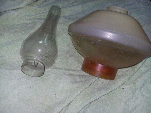 Sticla lampa veche cu abajur sticla veche pentru lampa retro/rustica