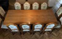 Set masa lemn masiv + 8 scaune tapiterie de lux lemn masiv
