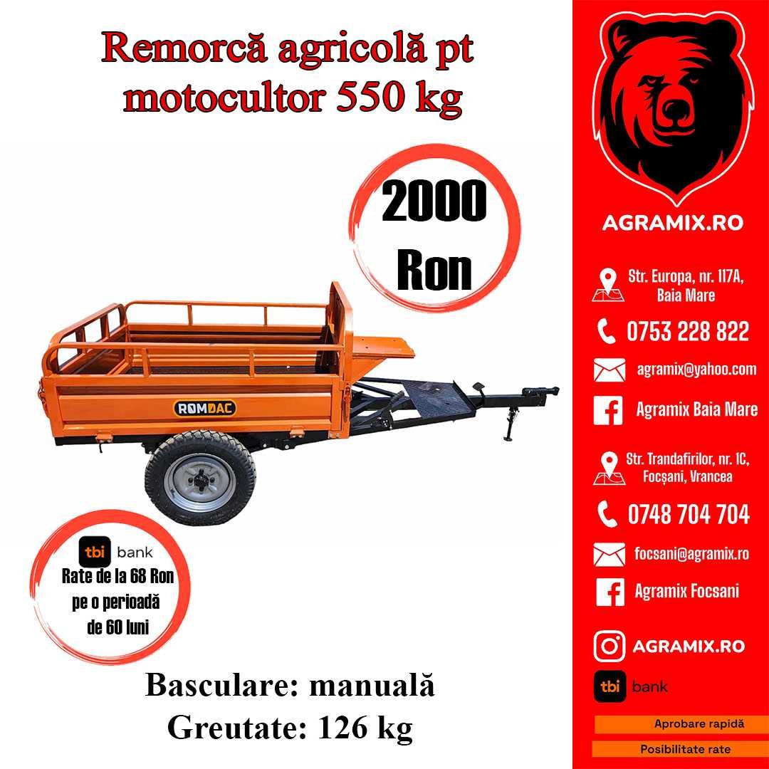 Remorca agricola noua 550-750-1000 kg pt motocultor Agramix