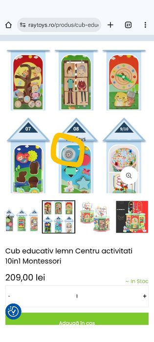 Cub educativ din lemn 10 în 1