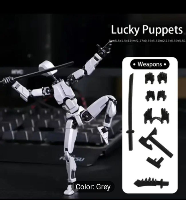 Figurina ninja de montat, cu accesorii. Culoare gri cu negru.