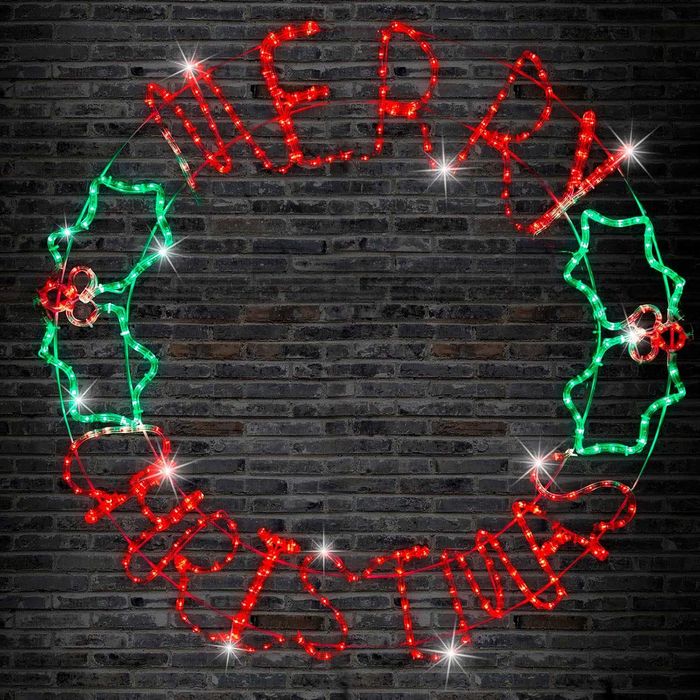 Лед Led светлинен надпис кръгла Весела коледа Merry Christmas