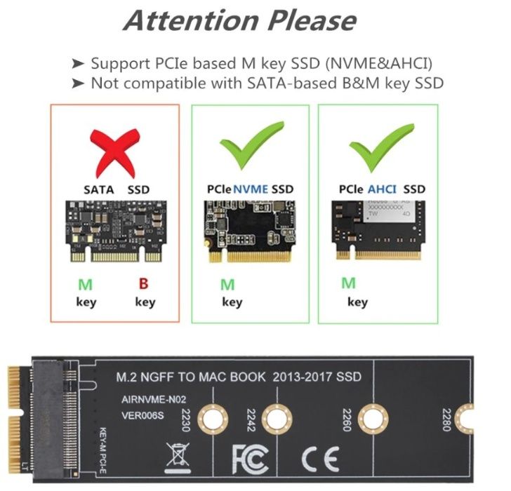 Адаптер для MacBook Air Pro retina M.2 NVME SSD