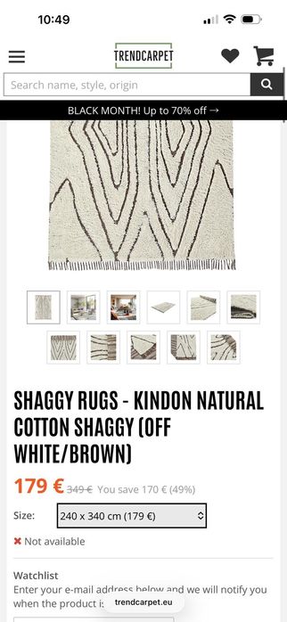 Covor Shaggy Rugs Bumbac 340 x 240