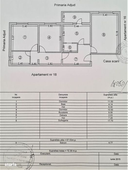 Apartament 3 camere confort 1  decomandat  etaj 4  zona centrala