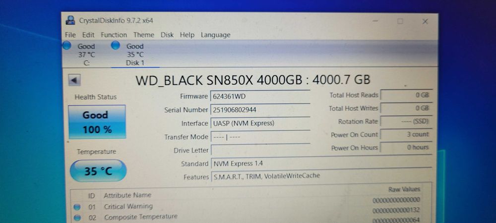 SSD WD Black SN850X de 4 TB PCI Express 4.0 ,nou  , Garantie  2030