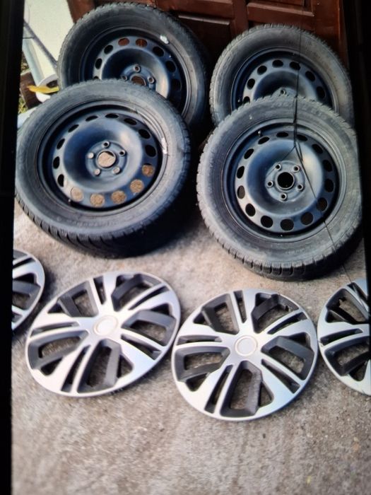 4 jante tablă  cu cauciucuri MS 205/55 R16+ capace