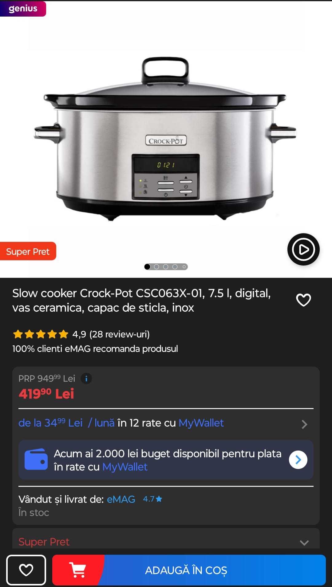 Slow cooker Crock-Pot CSC063X-01, 7.5 l