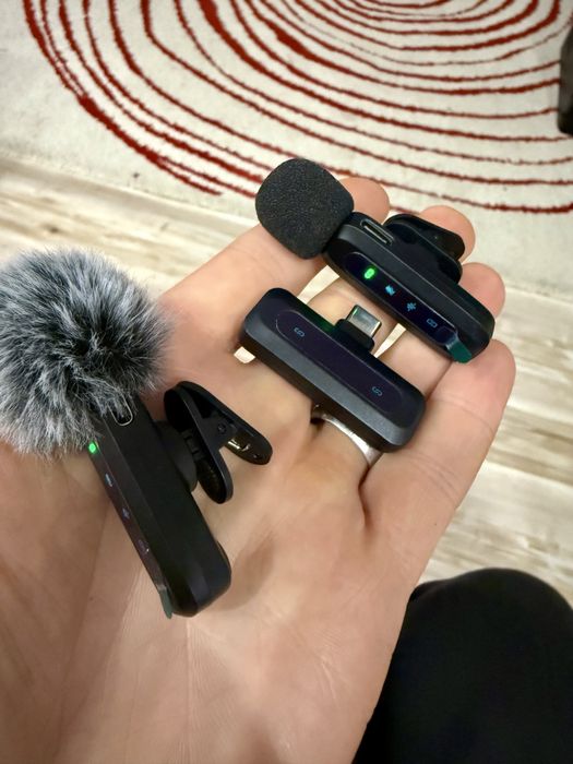 Microfon lavaliera wireless telefon dublu + receiver USB-C – ca nou
