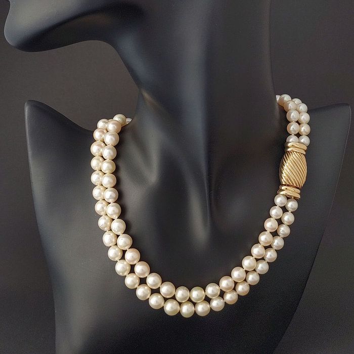 (PROMOTIE) colier perle Akoya, aur 18k, Italia, certif.