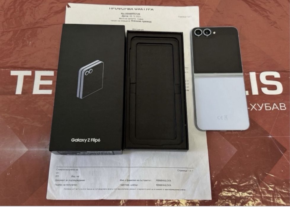 КАТО НОВ 512GB Samsung Z Flip 6 Технополис Гаранция 2026 Blue / Син