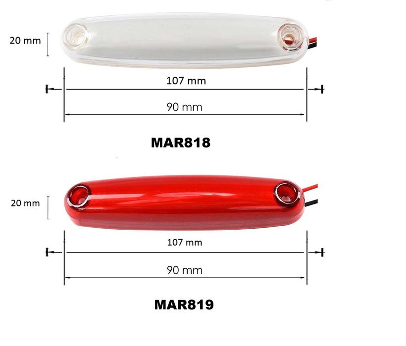 LED Светодиоден Габарит Неон Ефект Маркер Токос 12V-24V, 107 мм