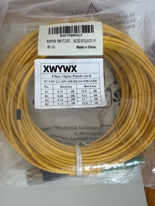 Cablu Patch Fibra Optica 15m XWYWX SM SX/DX LSZH 3.0mm / SC ST LC FC
