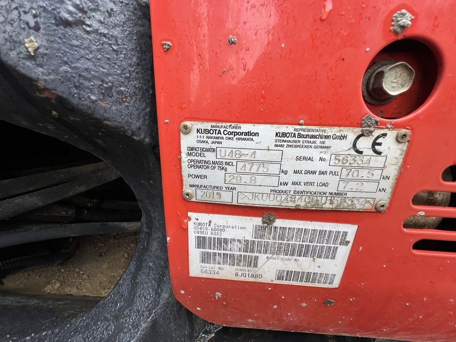 Excavator Kubota U48-4 – 2019 | Stare excelentă | Germania