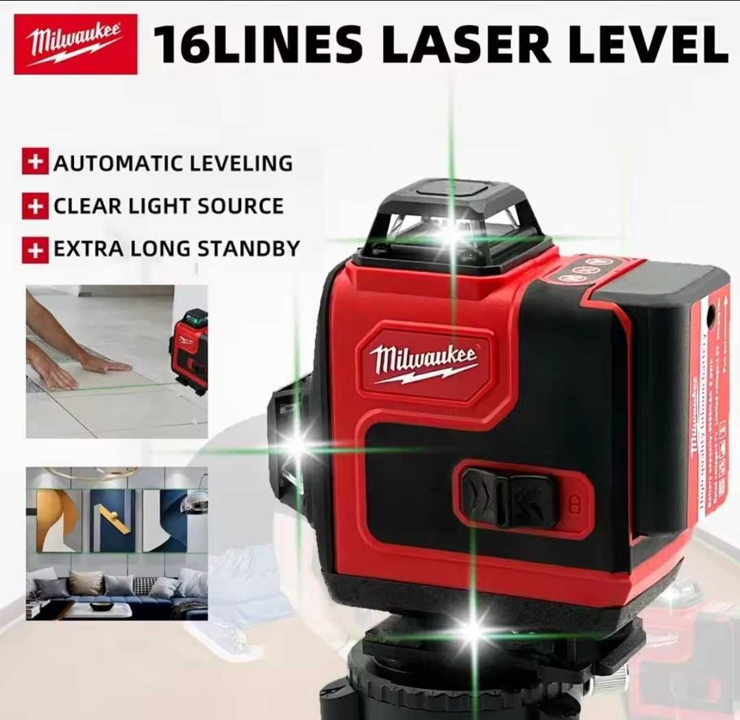 Aparat de nivelat laser cu 16 linii 360 de grade 4 D acumulator