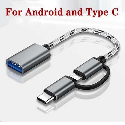 Переходник, Кабель-адаптер 2 в 1, USB 3.0 - Type-C - MicroUSB