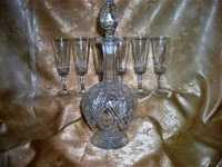 Set lichior cristal Bohemia, vintage, cadou