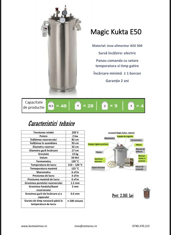 Magic Kukta E 50 autoclav, sterilizator profesional borcane/conserve