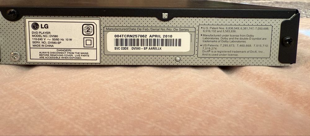 LG DVD Player DV580