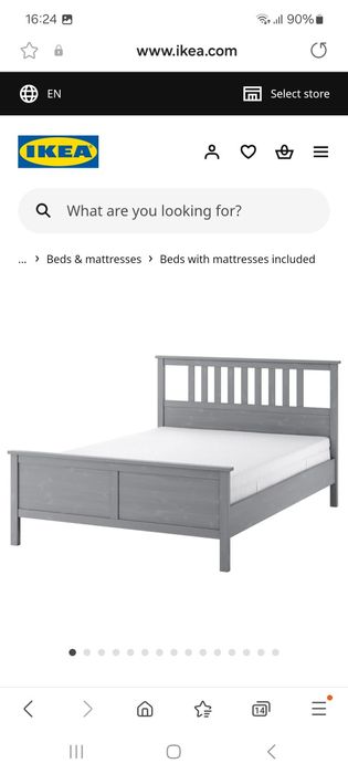 Cadru pat Ikea Hemnes , Gri, Nou, Sigilat